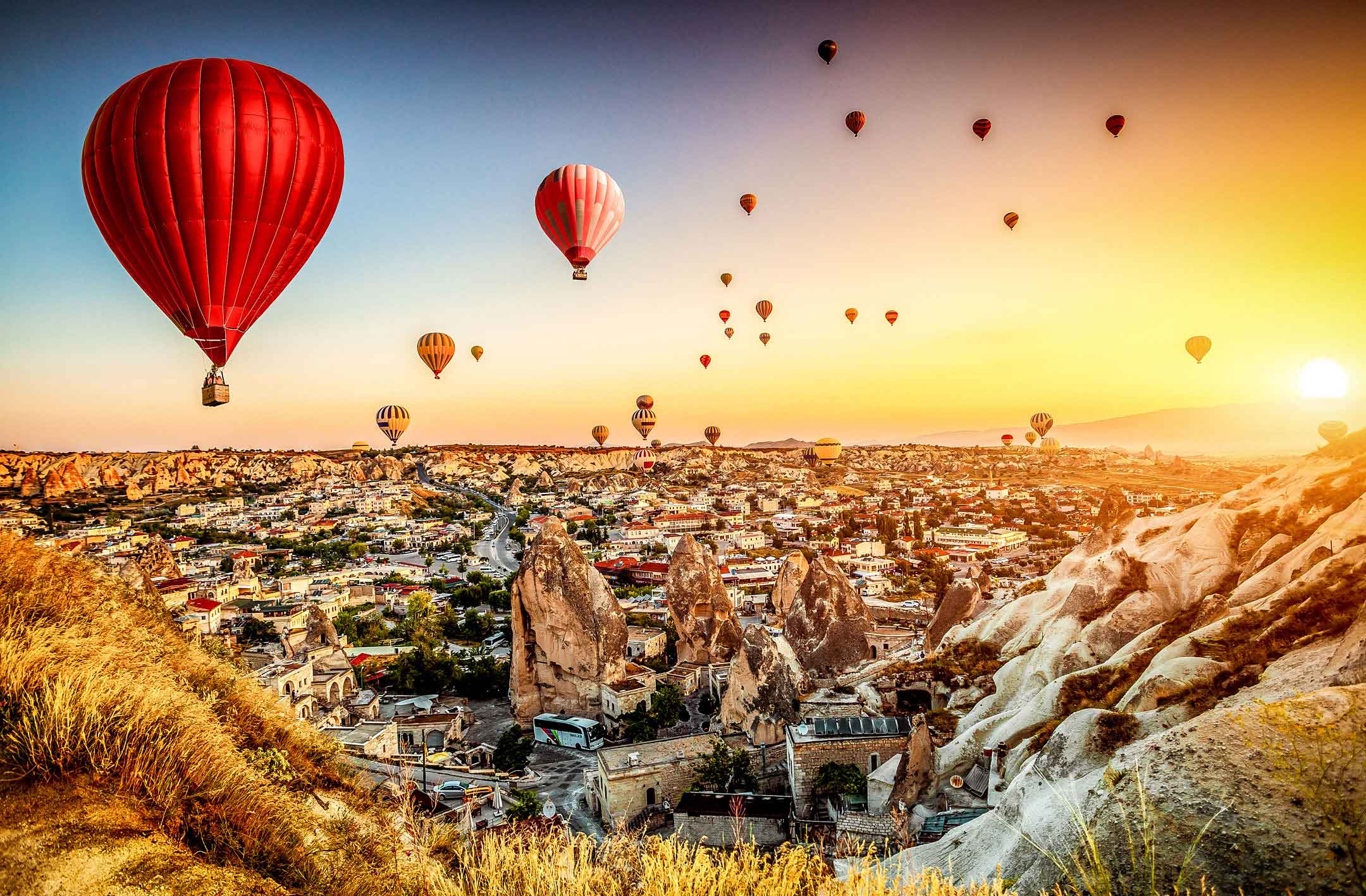 Göreme ve Kapadokya Sıcak Hava Balonları manzarası